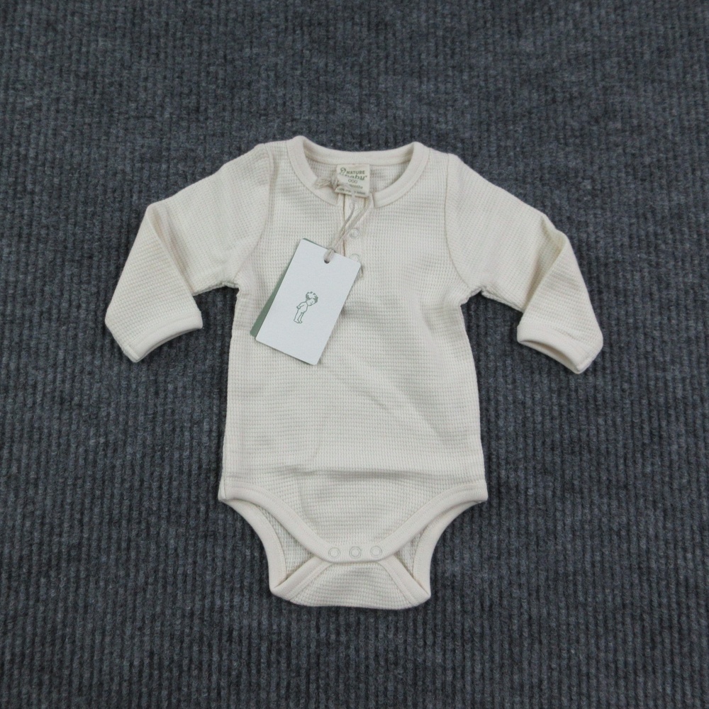 Nature Baby Leotard Unisex Baby 0-3 Months Natural Waffle Henley Bodysuit NWT